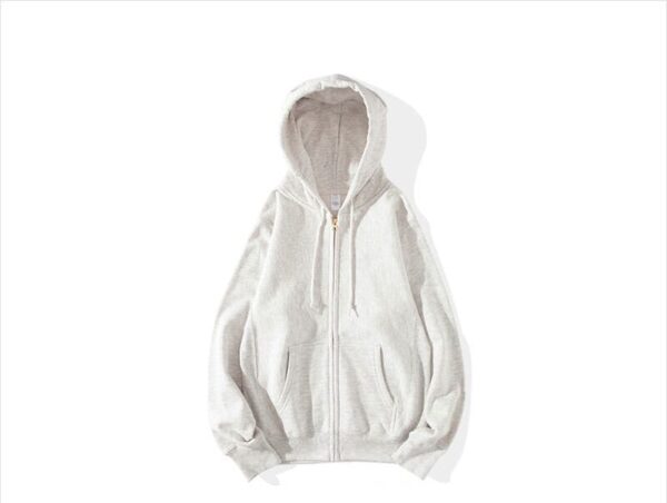 Heavyweight cotton hoodie in cigarette gray with a durable metal zipper - Image 5