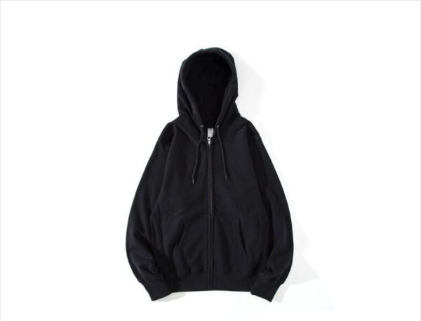 Heavyweight cotton hoodie in cigarette gray with a durable metal zipper - Image 3