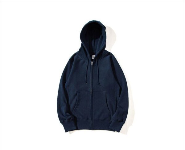 Heavyweight cotton hoodie in cigarette gray with a durable metal zipper - Image 2