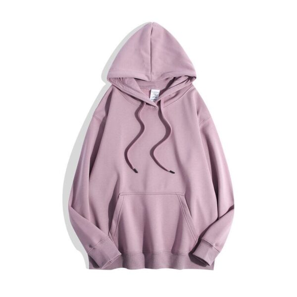 Super soft velvet 600g heavyweight haze blue hooded sweatshirt with thick velvet insulation top for men and women - Image 7