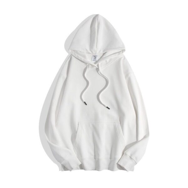 Super soft velvet 600g heavyweight haze blue hooded sweatshirt with thick velvet insulation top for men and women - Image 5