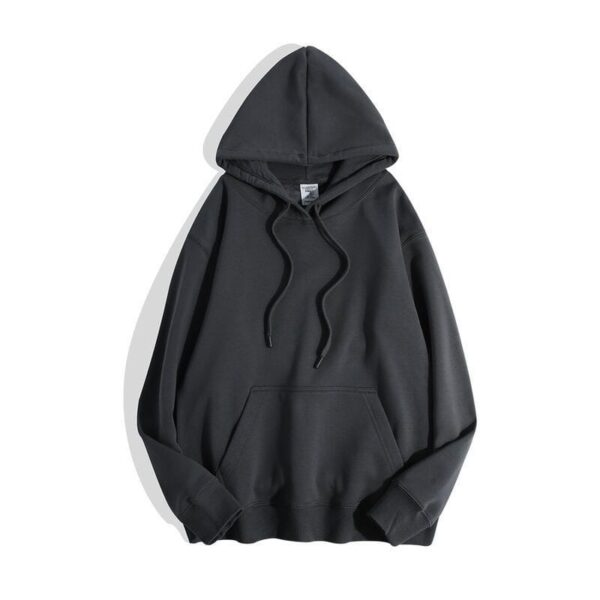 Super soft velvet 600g heavyweight haze blue hooded sweatshirt with thick velvet insulation top for men and women - Image 4