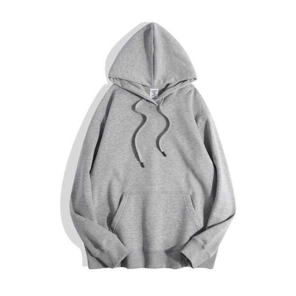 Super soft velvet 600g heavyweight haze blue hooded sweatshirt with thick velvet insulation top for men and women - Image 3