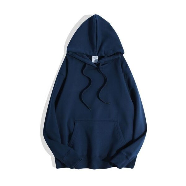 Super soft velvet 600g heavyweight haze blue hooded sweatshirt with thick velvet insulation top for men and women - Image 2